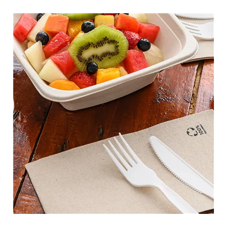 SACHET FOURCHETTE FEEL GREEN  18 CM BLANC CPLA (500 UNITÉ)