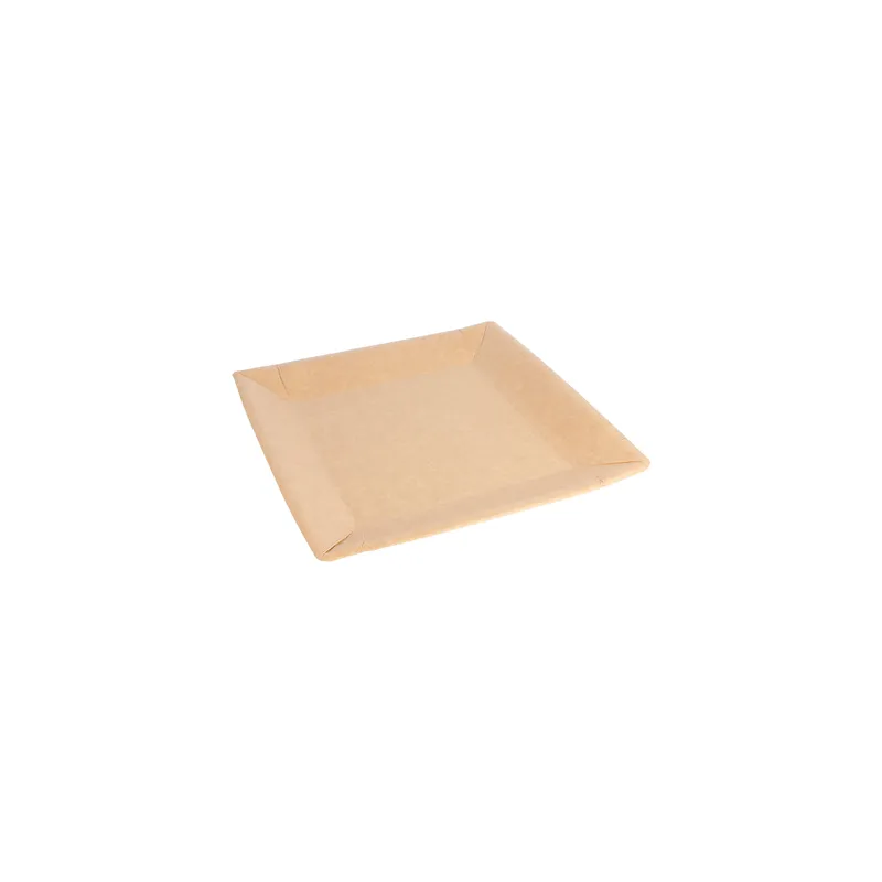 ASSIETTES CARRÉES LAQUÉS  255 G/M2 23x23 CM NATUREL CARTON (400 UNITÉ)