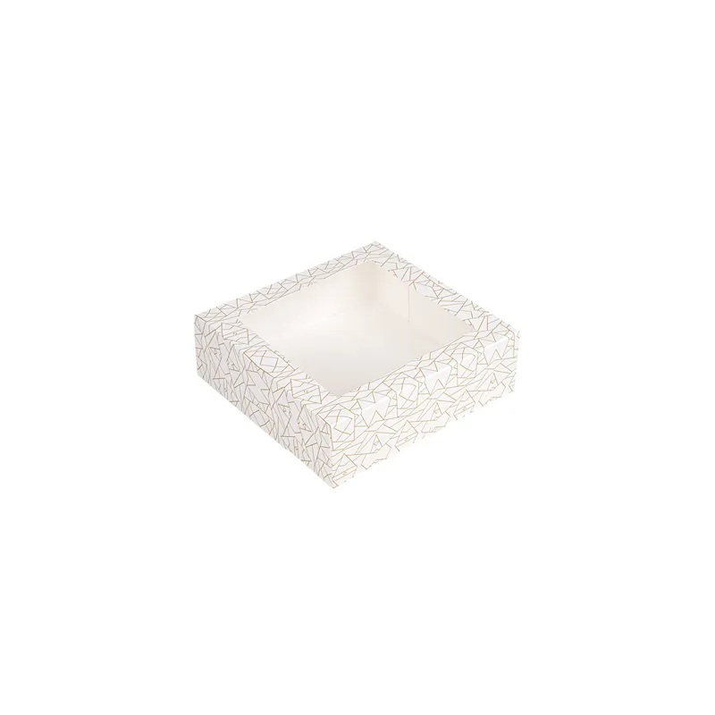 BOÎTES PÂTISSERIES AVEC FENÊTRE THEPACK 'DECO'  23x23x7,5 CM BLANC CARTON NANO-MICRO + OPP (50 UNITÉ)