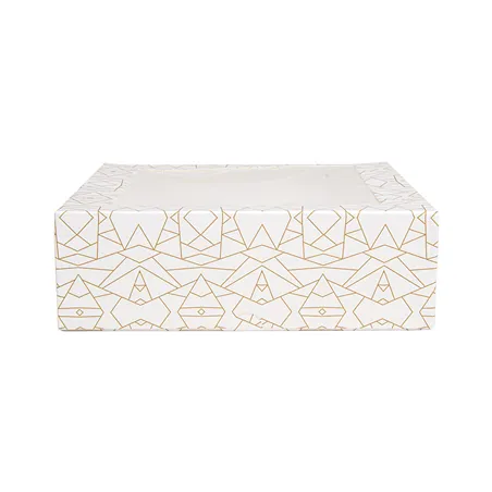 BOÎTES PÂTISSERIES AVEC FENÊTRE THEPACK 'DECO'  23x23x7,5 CM BLANC CARTON NANO-MICRO + OPP (50 UNITÉ)