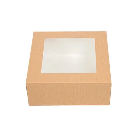 BOÎTES PATISSERIES AVEC FENÊTRE THEPACK  18x18x7,5 CM NATUREL CARTON NANO-MICRO + OPP (200 UNITÉ)