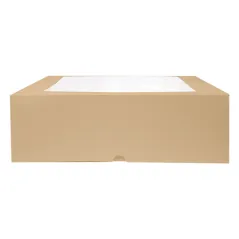 BOÎTES PÂTISSERIES AVEC FENÊTRE THEPACK  32x32x10 CM NATUREL CARTON NANO-MICRO + OPP (100 UNITÉ)