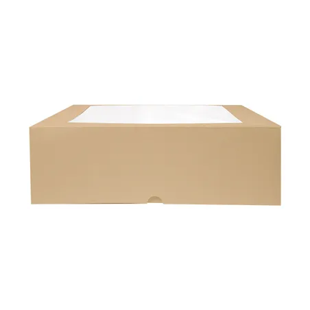 BOÎTES PÂTISSERIES AVEC FENÊTRE THEPACK  32x32x10 CM NATUREL CARTON NANO-MICRO + OPP (100 UNITÉ)