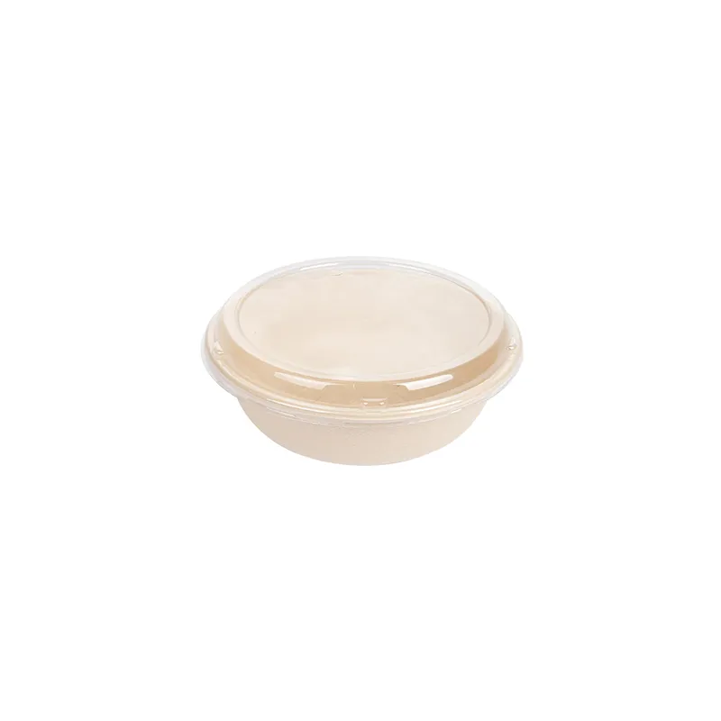 COMBO SALADIERS+COUVERCLES BIONIC 950 ML Ø 19x7,8 CM NATUREL BAGASSE (200 UNITÉ)