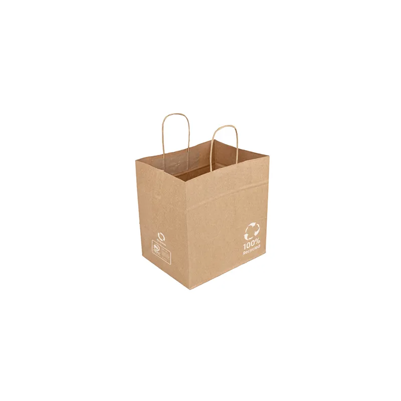 SACS SOS CATERING RECYCLÉS AVEC ANSES  80 G/M2 26+17x24 CM NATUREL KRAFT (250 UNITÉ)