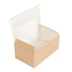 BOÎTES PÂTISSERIES AVEC FENÊTRE THEPACK  18x11x8 CM NATUREL CARTON NANO-MICRO + PP (400 UNITÉ)