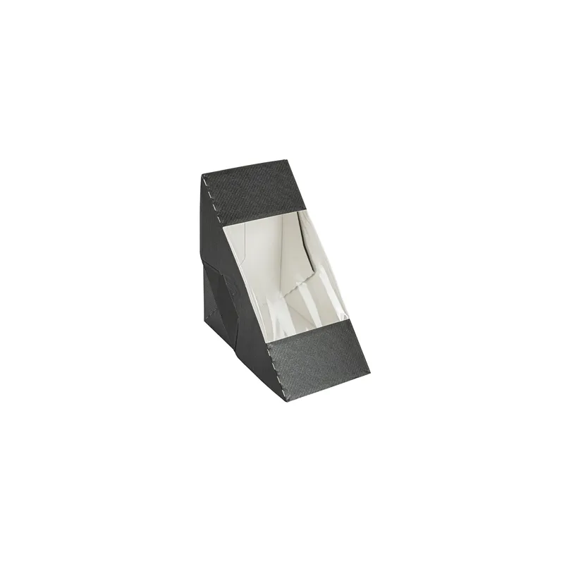BOÎTES SANDWICH DOBLE AVEC FENÊTRE THEPACK  12,4x12,4x7,5 CM NOIR CARTON NANO-MICRO + OPP (500 UNITÉ)