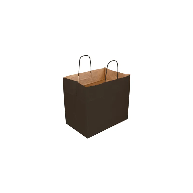 SACS SOS TRAITEUR AVEC ANSES  90 G/M2 32+21x28,5 CM NOIR KRAFT (250 UNITÉ)