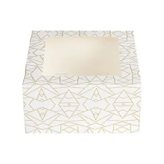 BOÎTES PATISSERIES AVEC FENÊTRE THEPACK 'DECO' 16x16x8 CM BLANC CARTON NANO-MICRO + OPP (50 UNITÉ)