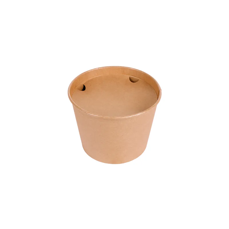CONTAINERS POULET + COUVERCLES  2550 ML 337 + 18PE G/M2 Ø 18,9/14,7x14,9 CM NATUREL KRAFT (300 UNITÉ)