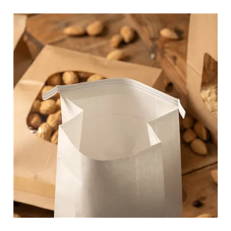 SACS SOS AUTO-FERMETURE AVEC FENÊTRE  2500 GR 60 G/M2 + 25µ OPP 15,5+7x24,2 CM BLANC CELLULOSE (500 UNITÉ)
