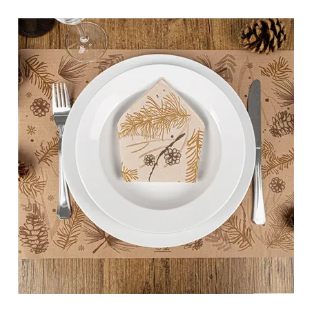 SERVIETTES "DOUBLE POINT" ECOLABEL 'WINTER'  19 G/M2 40x40 CM NATUREL OUATE RECYCLÉE (1200 UNITÉ)