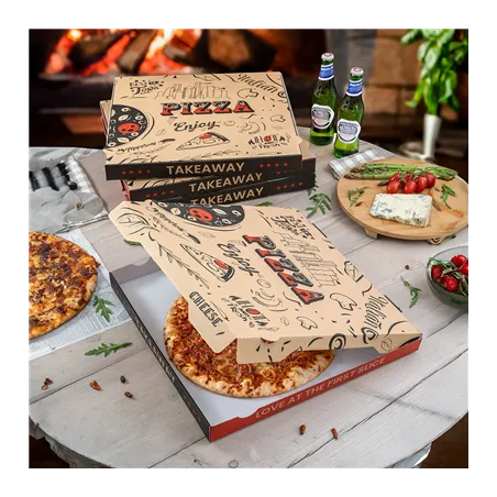 BOÎTES PIZZA 'ENJOY PIZZA'   32x32x3,8 CM NATUREL CARTON MICROCANAL (100 UNITÉ)