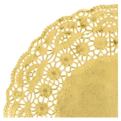 DENTELLES RONDES MÉTALISÉES  40 G/M2 + 20 G/M2 Ø 19 CM DORE LITOS MET. (100 UNITÉ)