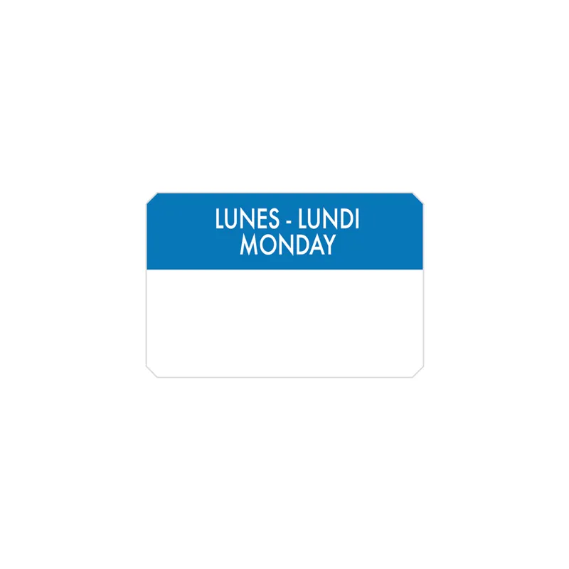 500 U. ÉTIQUETTES ADHESIVES LUNDI 7,5x5 CM BLEU ADHESIF (1 UNITÉ) 500 U. ÉTIQUETTES ADHESIVES LUNDI 7,5x5 CM BLEU ADHESIF (1 UNITÉ)