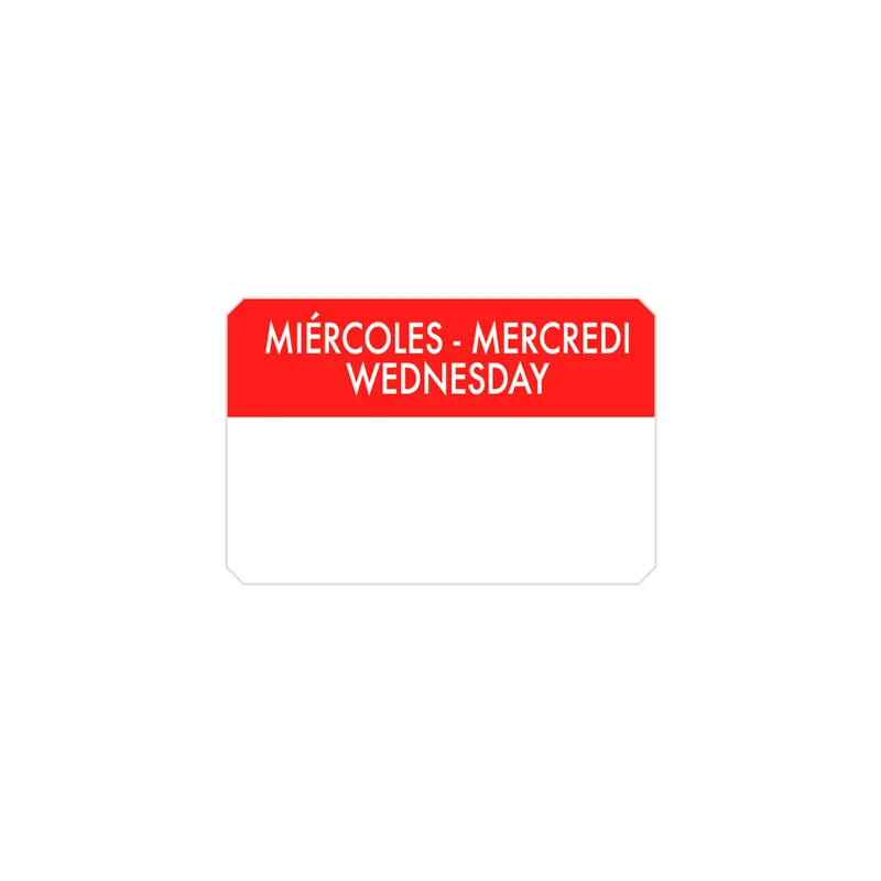 500 U. ÉTIQUETTES ADHESIVES MERCREDI 7,5x5 CM ROUGE ADHESIF (1 UNITÉ) 500 U. ÉTIQUETTES ADHESIVES MERCREDI 7,5x5 CM ROUGE ADHESIF (1 UNITÉ)