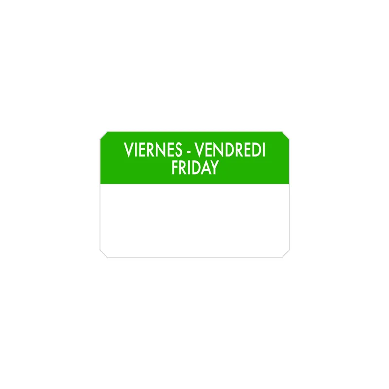 500 U. ÉTIQUETTES ADHESIVES VENDREDI 7,5x5 CM VERT ADHESIF (1 UNITÉ) 500 U. ÉTIQUETTES ADHESIVES VENDREDI 7,5x5 CM VERT ADHESIF (1 UNITÉ)