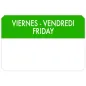 500 U. ÉTIQUETTES ADHESIVES VENDREDI 7,5x5 CM VERT ADHESIF (1 UNITÉ) 500 U. ÉTIQUETTES ADHESIVES VENDREDI