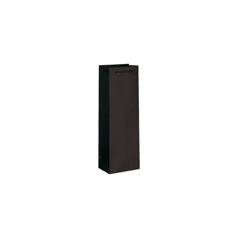 10 U. SAC PORTE-BOUTEILLES CORDE  150 g/m2 12,3+7,8x36 CM NOIR PAPIER (1 UNITÉ)