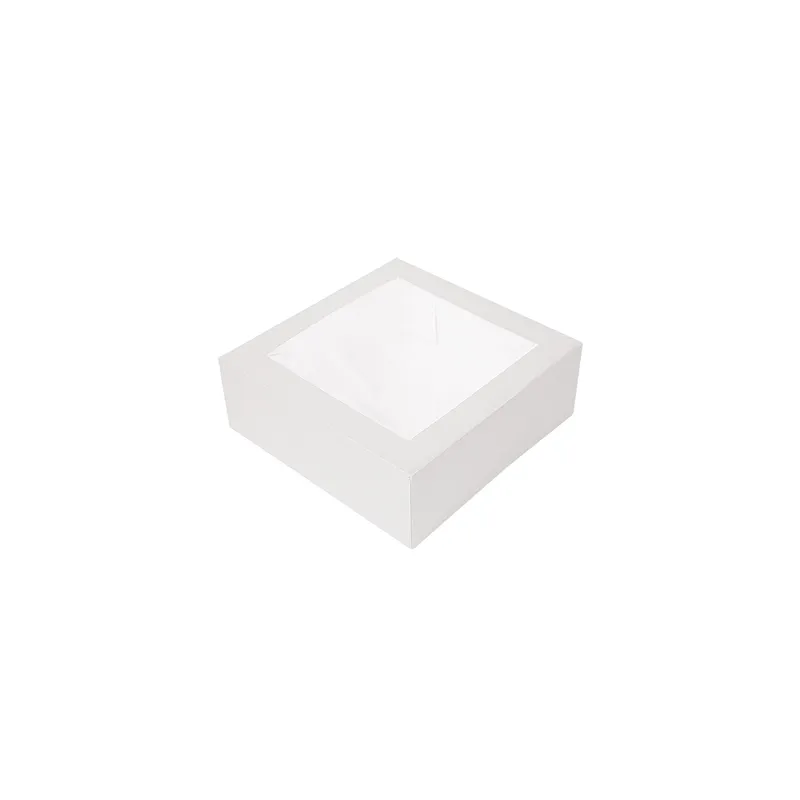 BOÎTES PATISSERIES AVEC FENÊTRE THEPACK  30x30x8 CM BLANC CARTON NANO-MICRO + OPP (100 UNITÉ)