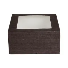 BOÎTES PATISSERIES AVEC FENÊTRE THEPACK  16x16x8 CM CHOCOLAT CARTON NANO-MICRO + OPP (200 UNITÉ)