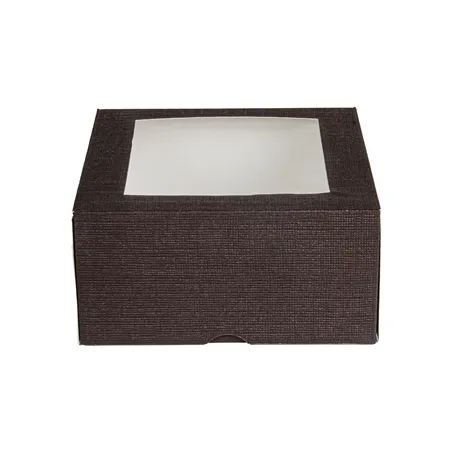 BOÎTES PATISSERIES AVEC FENÊTRE THEPACK  16x16x8 CM CHOCOLAT CARTON NANO-MICRO + OPP (200 UNITÉ)