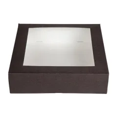 BOÎTES PATISSERIES AVEC FENÊTRE THEPACK  30x30x8 CM CHOCOLAT CARTON NANO-MICRO + OPP (100 UNITÉ)