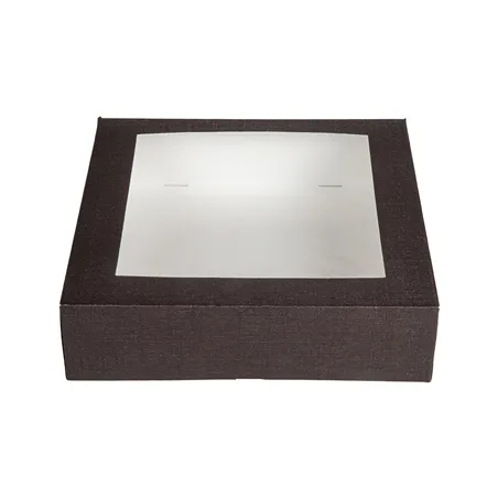 BOÎTES PATISSERIES AVEC FENÊTRE THEPACK  30x30x8 CM CHOCOLAT CARTON NANO-MICRO + OPP (100 UNITÉ)