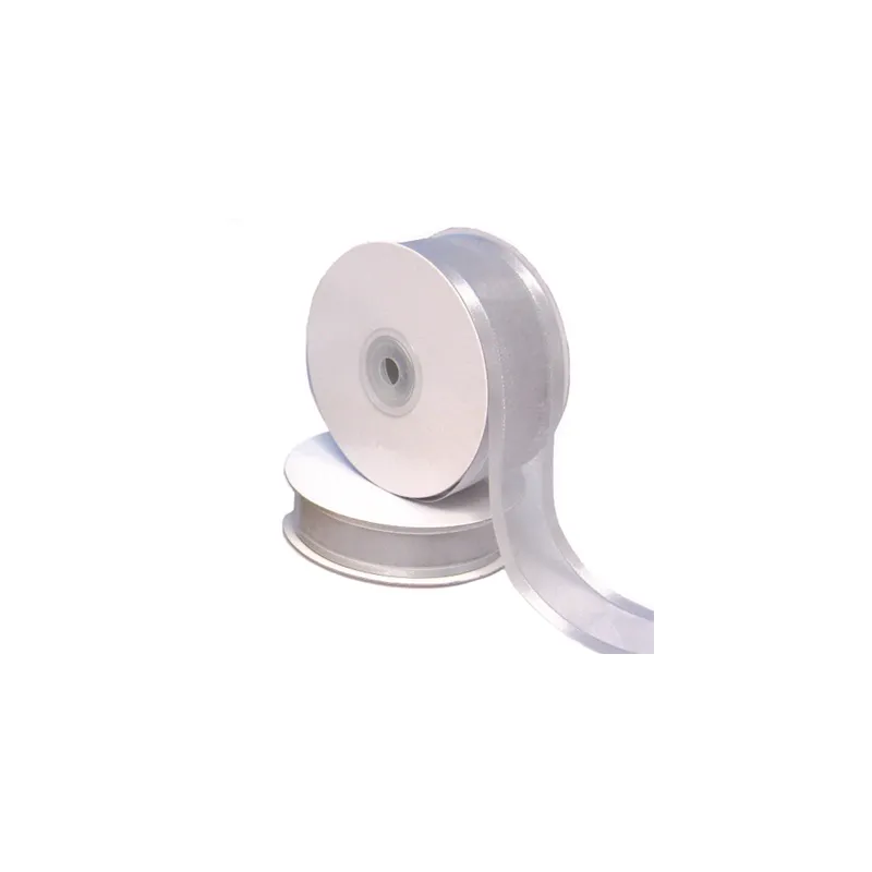 RUBAN CADEAU ORGANDY  23 MMx50 M ARGENTE POLYESTER (1 UNITÉ)
