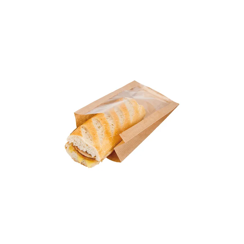 SACHETS AVEC FENÊTRE  50 G/M2 + 15 PP 11+5x21 CM NATUREL KRAFT (100 UNITÉ)