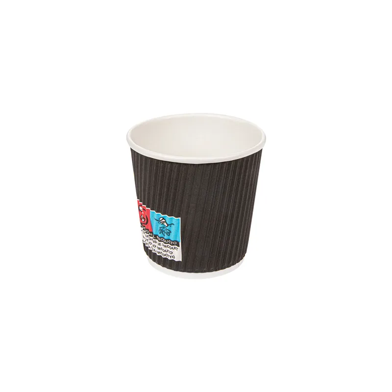 GOBELETS BOISSONS CHAUDES DOUBLE PAROI  120 ML - 4 oz 230 + 250 + 18 PE G/M2 Ø6,2/4,5x6 CM NOIR CARTON (1000 UNITÉ)