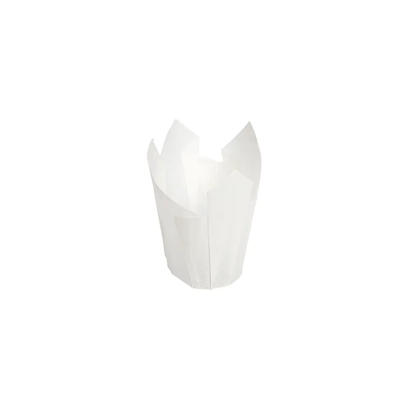 MUFFIN CUPS TULIP  50 G/M2 Ø 5x5,5/8 CM BLANC PARCH.INGRAISSABLE (1000 UNITÉ)