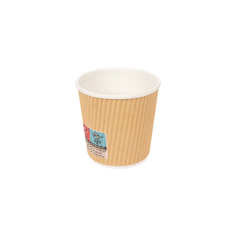GOBELETS BOISSONS CHAUDES DOUBLE PAROI  120 ML - 4 oz 230 + 250 + 18 PE G/M2 Ø6,2/4,5x6 CM MARRON CARTON (1000 UNITÉ)