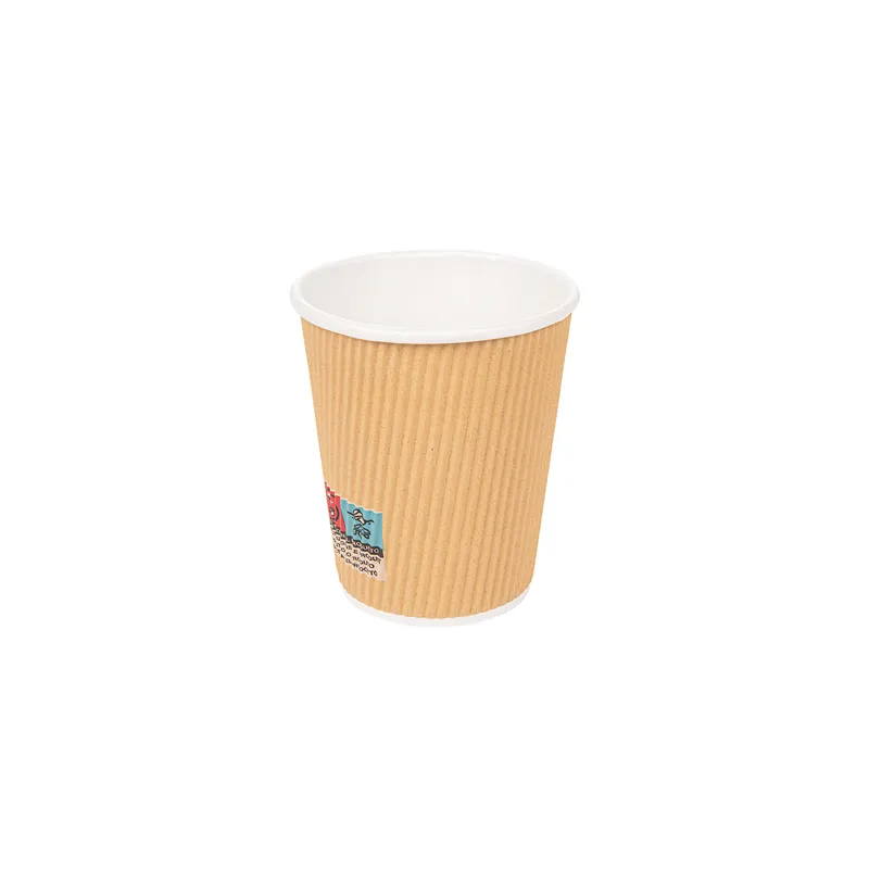 GOBELETS BOISSONS CHAUDES DOUBLE PAROI  240 ML - 8 oz 280 + 250 + 18 PE G/M2 Ø8/5,6x9,2 CM MARRON CARTON (1000 UNITÉ)