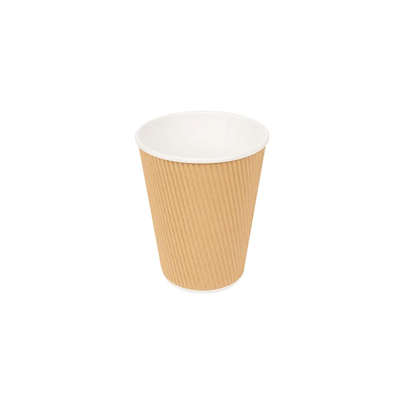 GOBELETS BOISSONS CHAUDES DOUBLE PAROI  360 ML - 12 oz 300 + 250 + 18 PE G/M2 Ø9/6x11 CM MARRON CARTON (1000 UNITÉ)