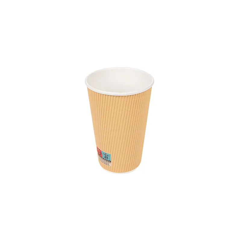 GOBELETS BOISSONS CHAUDES DOUBLE PAROI  480 ML - 16 oz 300 + 250 + 18 PE G/M2 Ø9/6x13,2 CM MARRON CARTON (500 UNITÉ)