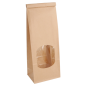 SACS SOS AUTO-FERMETURE AVEC FENÊTRE 1300 GR 60 G/M2 + 25µ OPP 9+6x25 CM NATUREL KRAFT (500 UNITÉ)