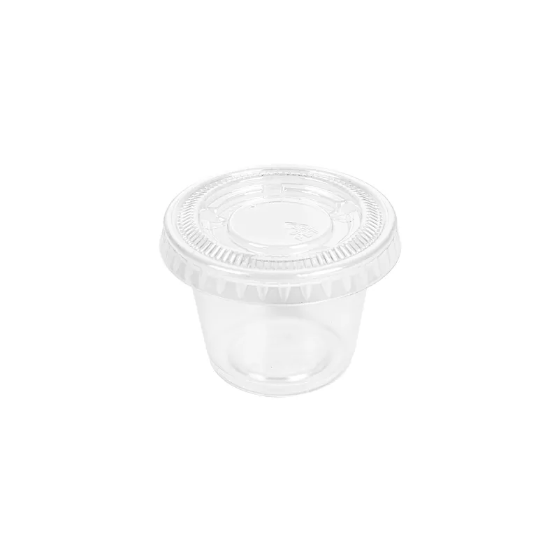 50 PETITS POTS + 50 COUVERCLES  30 ML Ø4,5x3,3 CM TRANSPARENT PP (24 UNITÉ)