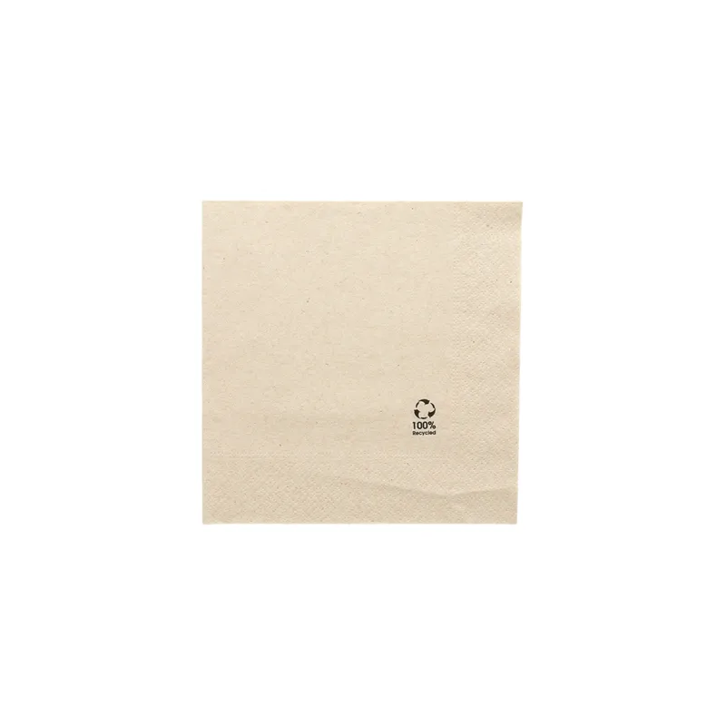 SERVIETTES ECOLABEL 2 PLIS FEEL GREEN  18 G/M2 33x33 CM NATUREL OUATE RECYCLÉE (2400 UNITÉ)