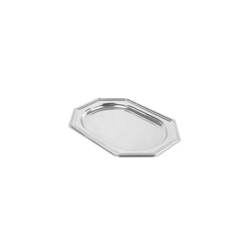 PLATEAUX DE LUXE OCTOGONAUX   34,5x24,5 CM ARGENTE PET (5 UNITÉ)