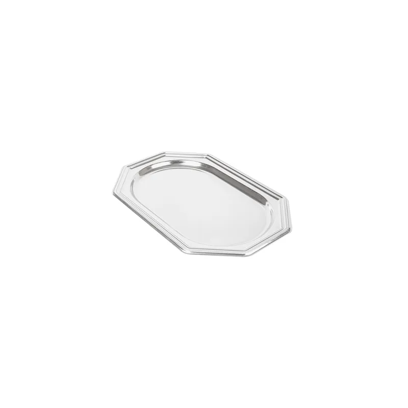 PLATEAUX DE LUXE OCTOGONAUX   45,5x30,5 CM ARGENTE PET (5 UNITÉ)