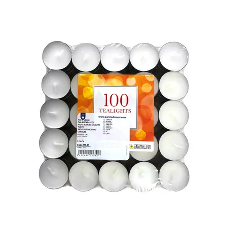 100 U. BOUGIES CHAUFFE PLATS   Ø3,8x1,6 CM BLANC PARAFFINE (1 UNITÉ)