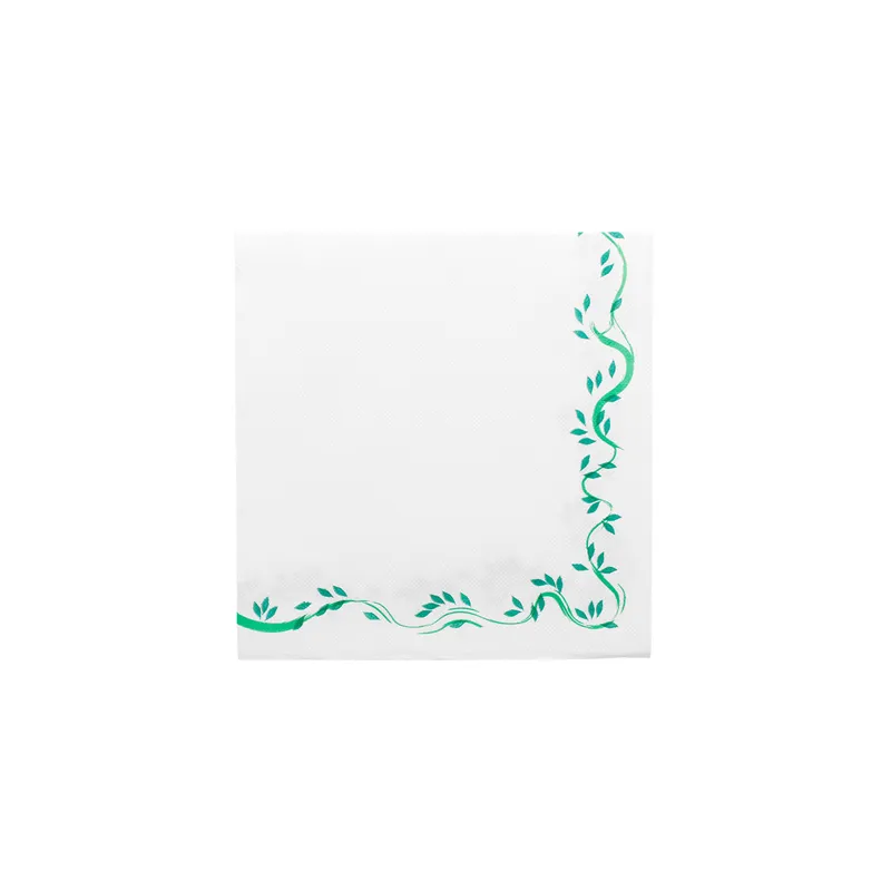 SERVIETTES ECOLABEL DOUBLE POINT 'FLORALIA' 18 G/M2 40x40 CM BLANC OUATE (1200 UNITÉ)