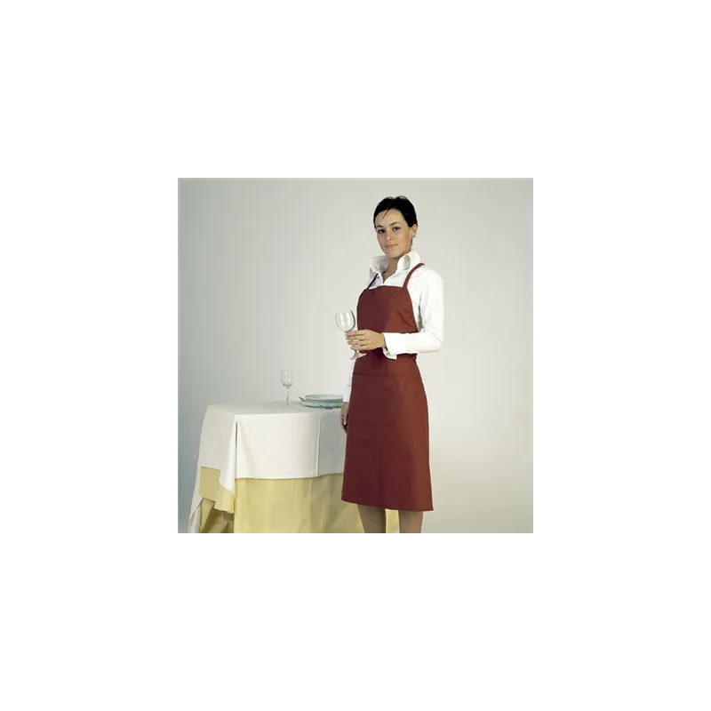 TABLIER BAVETTE + 1 POCHE   75x90 CM BORDEAUX POLYESTER (1 UNITÉ)