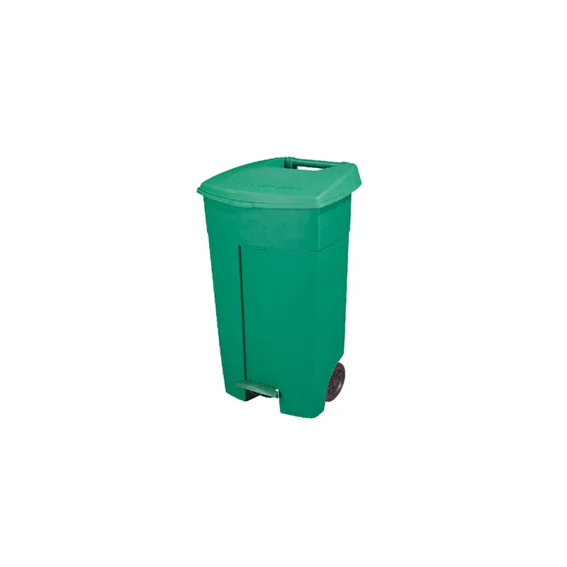 CONTENEUR COUVERCLE ET PÉDALE, 2 ROUES  130 L 55x37x84 CM VERT HDPE (1 UNITÉ)