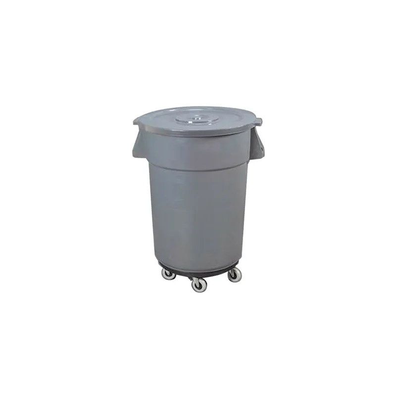 CONTENEUR AVEC COUVERCLE + ROUES  122 L Ø 56x69 CM GRIS PP (1 UNITÉ)