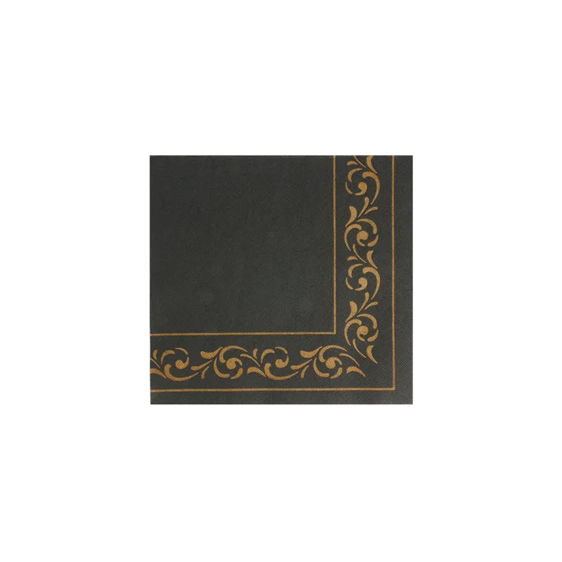 SERVIETTES ECOLABEL DOUBLE POINT 'TROYA' 18 G/M2 40x40 CM NOIR OUATE (1200 UNITÉ)