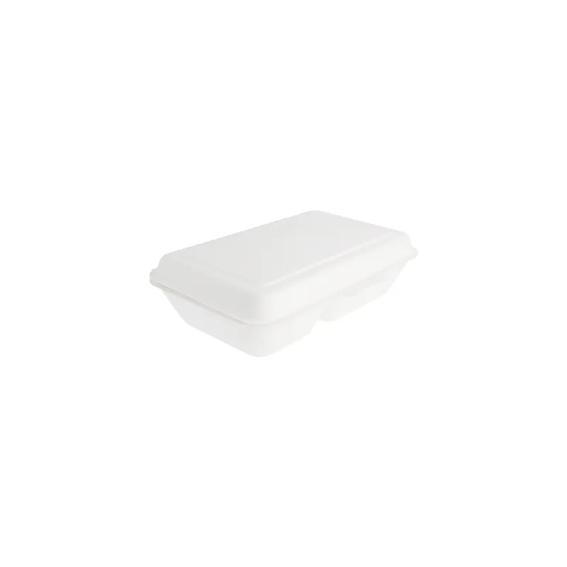 COQUILLES 2 COMPART. BIONIC 1 L 16,5x22,5x6,4 CM BLANC BAGASSE (500 UNITÉ)