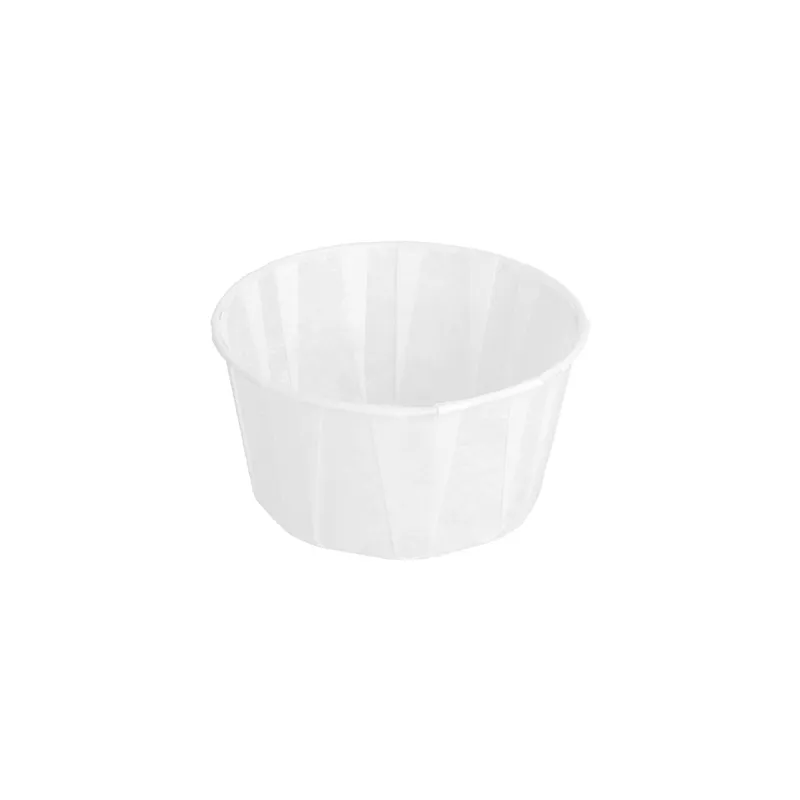 POTS TRAITEUR PAPIER PLISSÉ  165 ML (5,5 oz) 80 G/M2 Ø8/6x4,3 CM BLANC PARCH.INGRAISSABLE (250 UNITÉ)