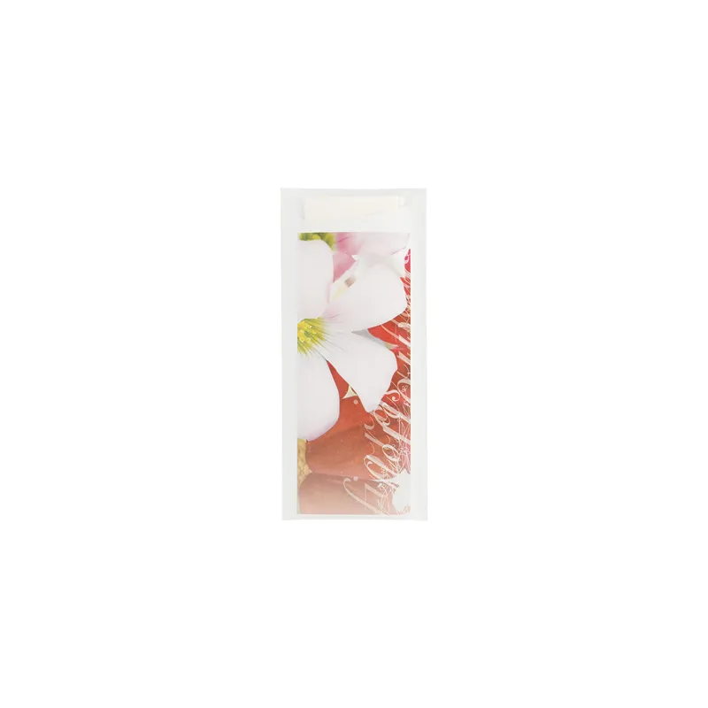 SACS POUR COUVERTS + SERVIETTE JUST IN TIME 'FLOWERS' 90 + 10PE G/M2 8,5x19,5 CM BLANC AIRLAID (250 UNITÉ)